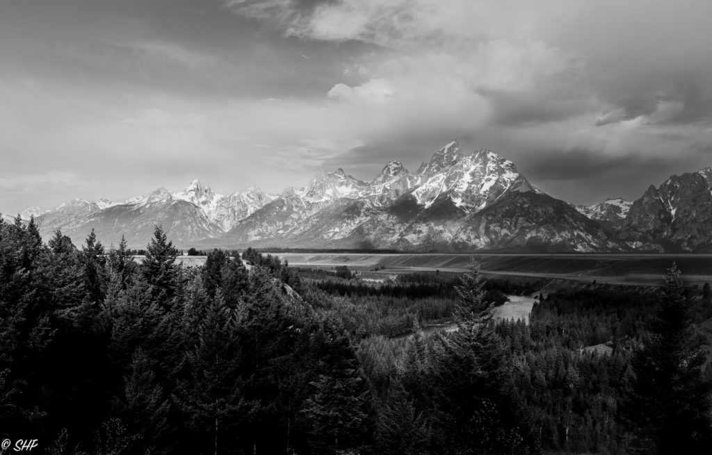 Black and White of Grand Tetons and Snake River
