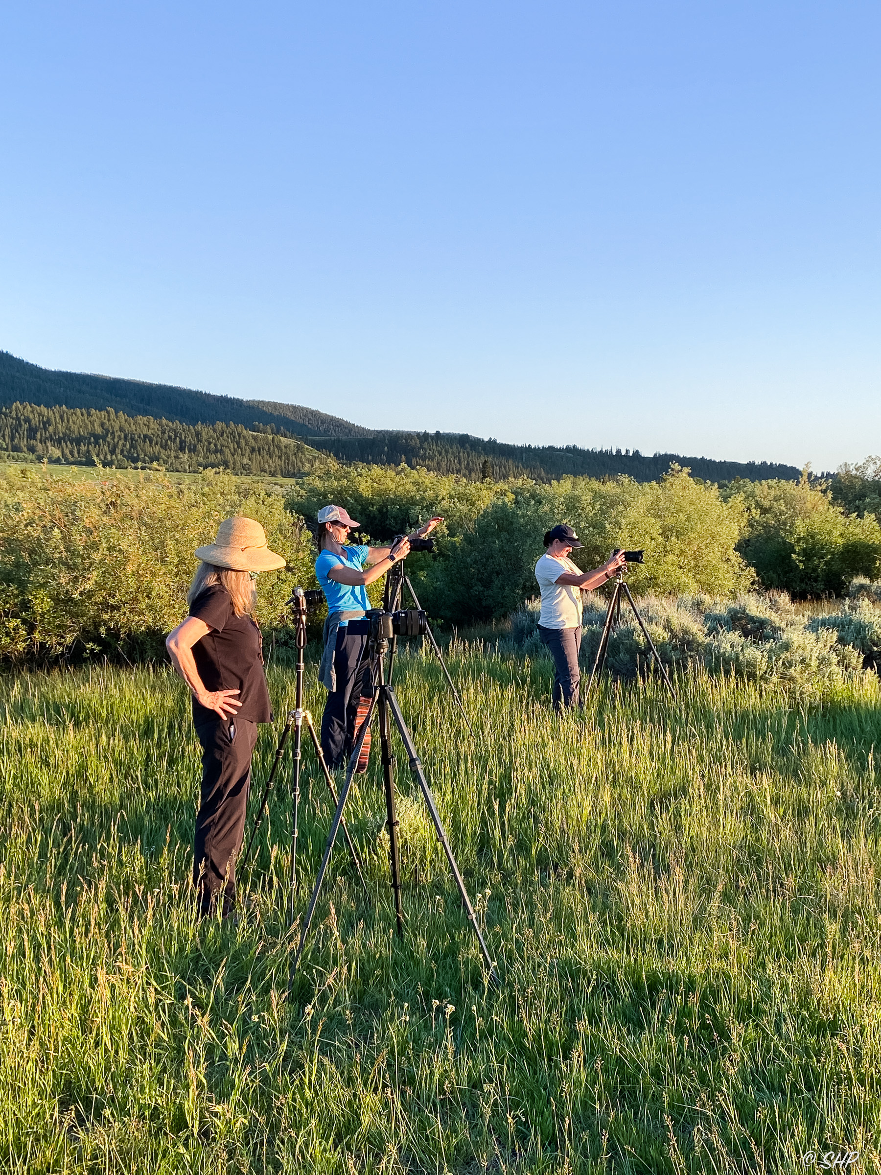 women photographers composing images in Grand Teton National Park