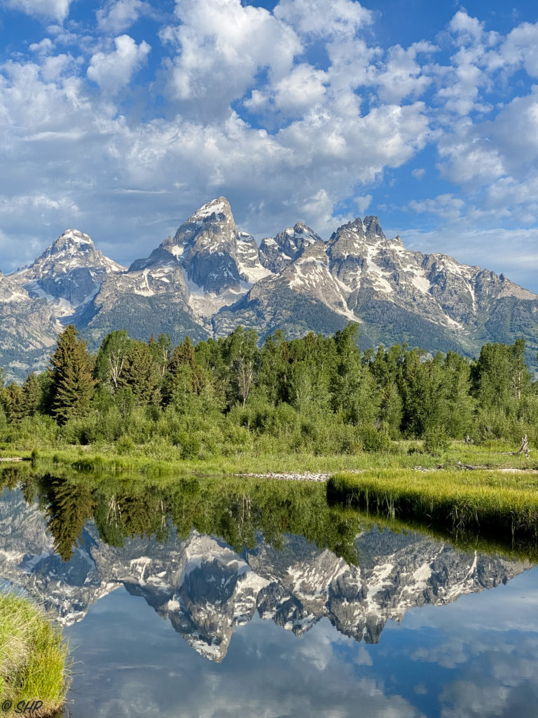 iPhone image of Grand Tetons with reflection in Schwabacher Landing