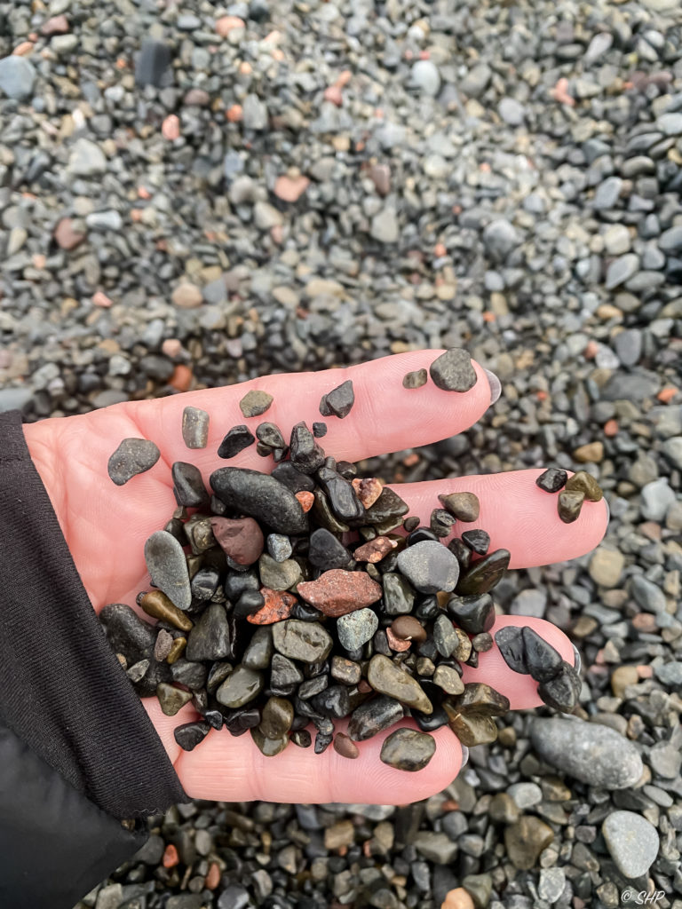 rocks in hand at Black Rock Beach MN