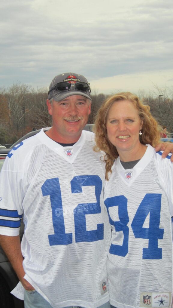 Hank & I in Cowboys Jerseys at NFL football game